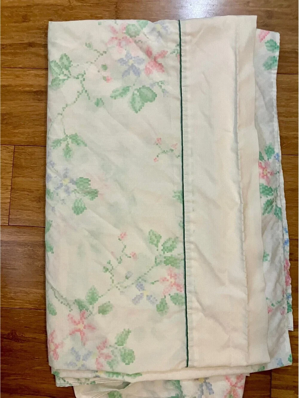 Vintage Cannon Quilt Backing Sheet Cross Stitch Floral 1 Flat 1 Pillowcase Full